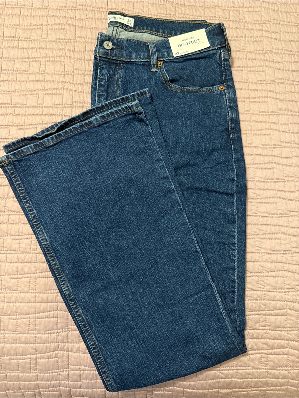 Abercrombie & Fitch Dark Blue High Rise Bootcut Jeans